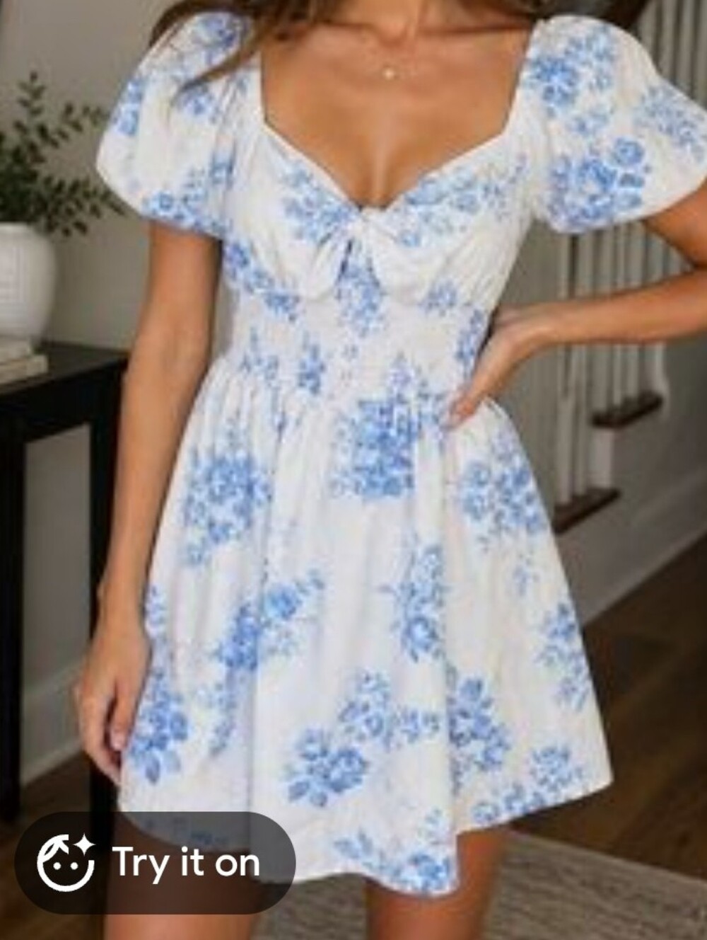 Hollister Milk Maid Skort Dress Blue Roses XL Pockets Resort Cottage Romantic